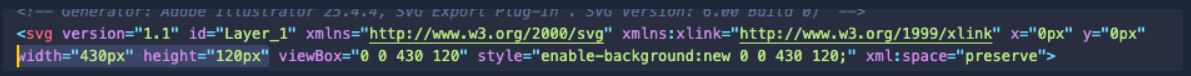 SVG code with height and width