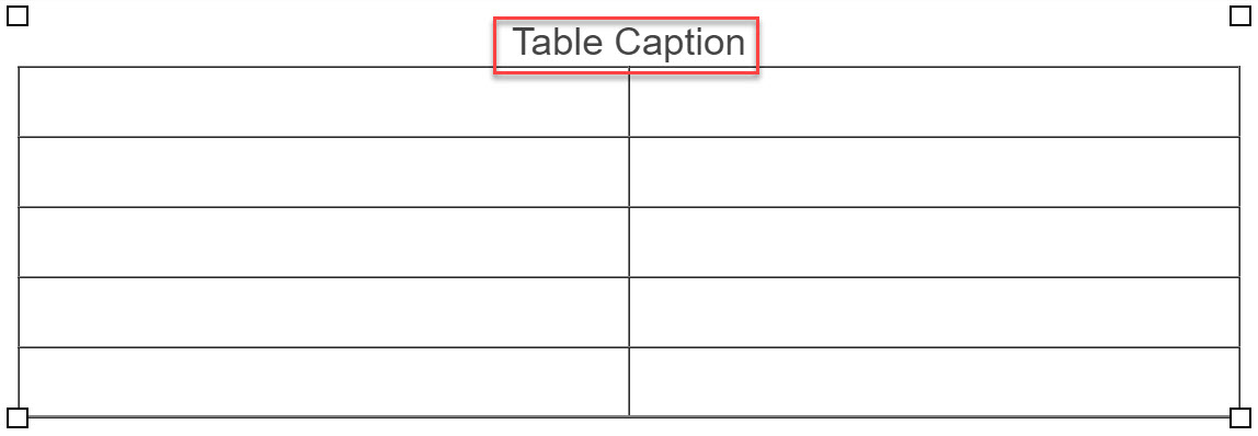 Example table with the caption highlighted