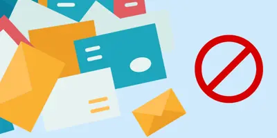 Illustrated envelopes beside a denied symbol