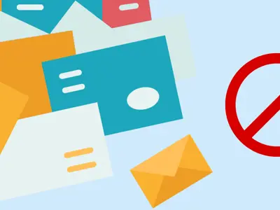 Illustrated envelopes beside a denied symbol