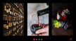 Example of gallery component showing three images with wine glasses, grapes and bottles