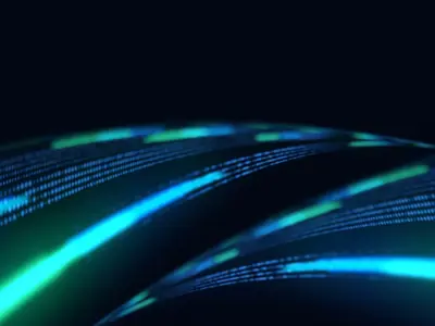 Abstract digital graphic with green, blue and black coding