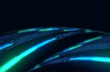 Abstract digital graphic with green, blue and black coding