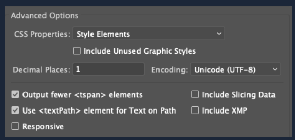 Illustrator SVG style dialogue window